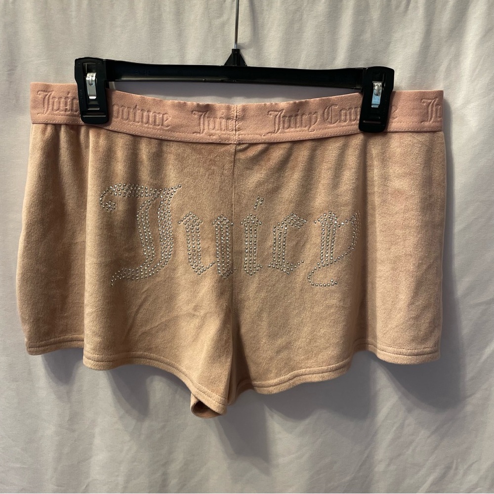 Juicy Couture Velour Mini Sleep Shorts Blush Pink‎ Women’s Size Large Rhinestone